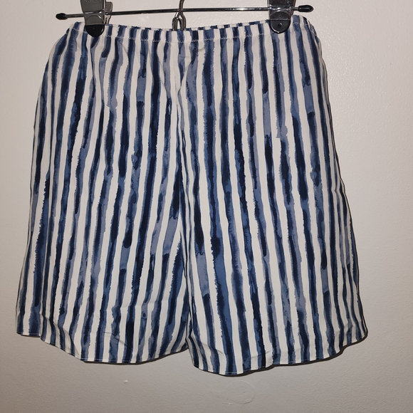 Vince High Waist Blue and White Striped Shorts